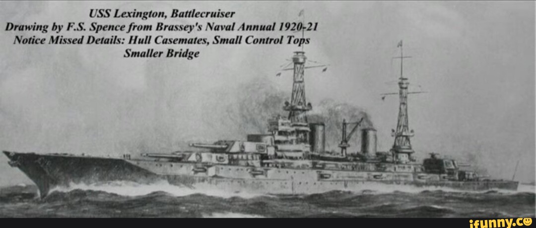 USS Lexington, Battlecruiser Drawing By ES. Spence From Brassey's Naval ...