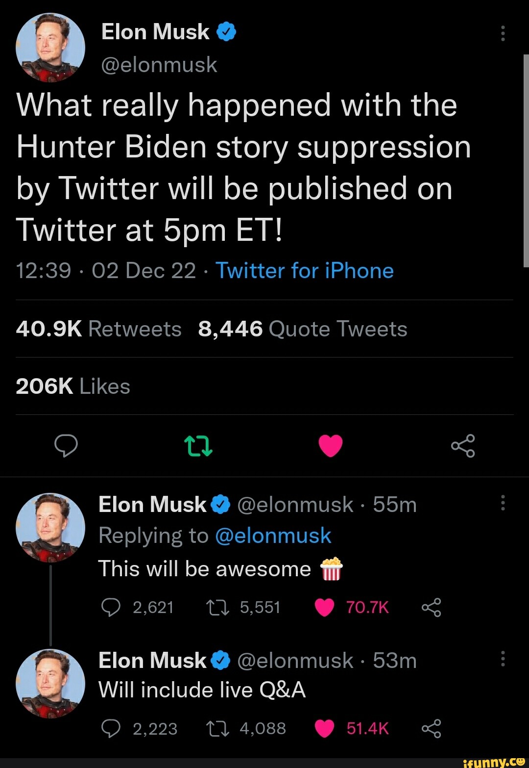 Elon Musk @elonmusk What Really Happened With The Hunter Biden Story 