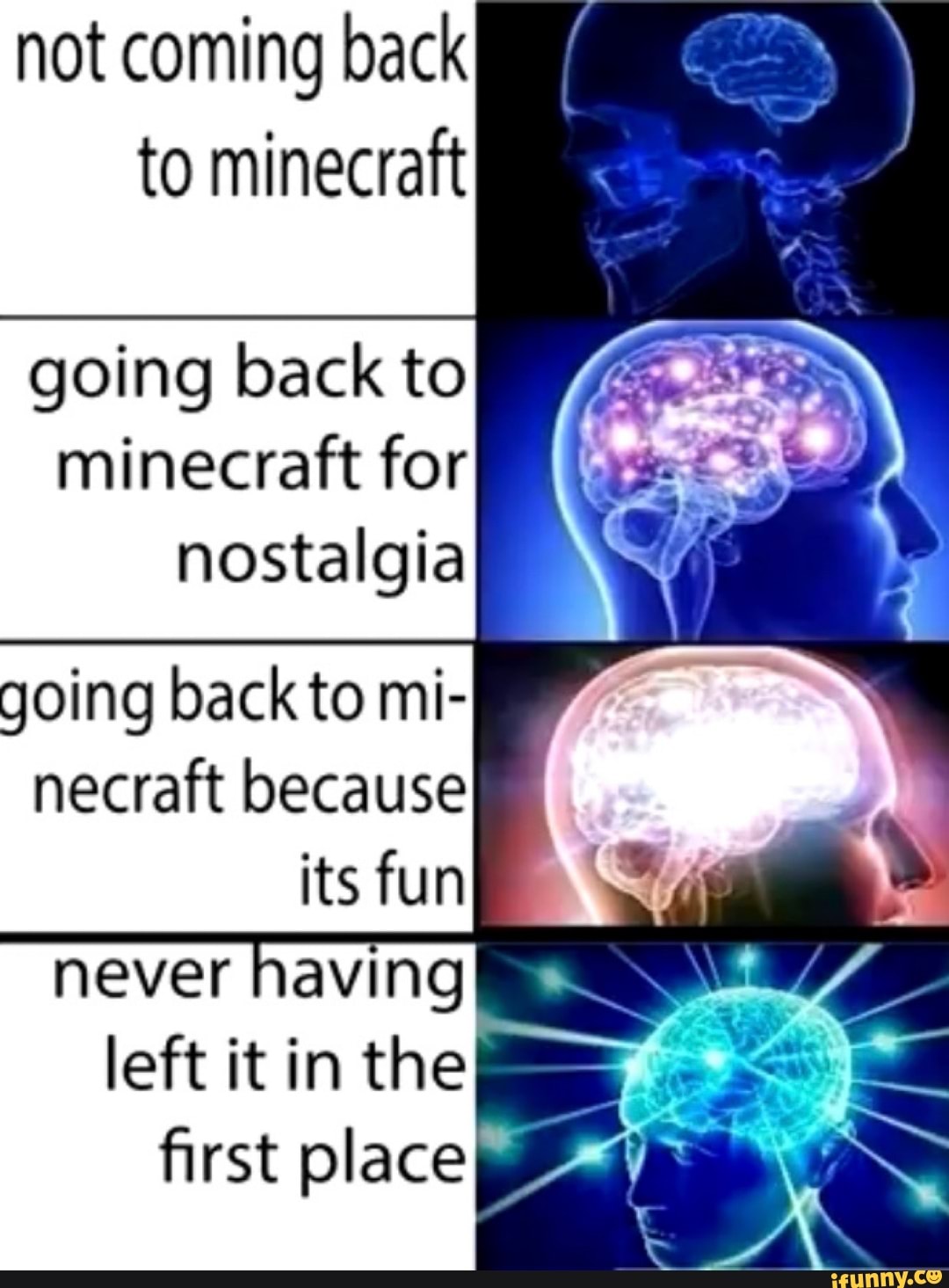 going back to
minecraft for
nostalgia
going back to mi-
necraft because