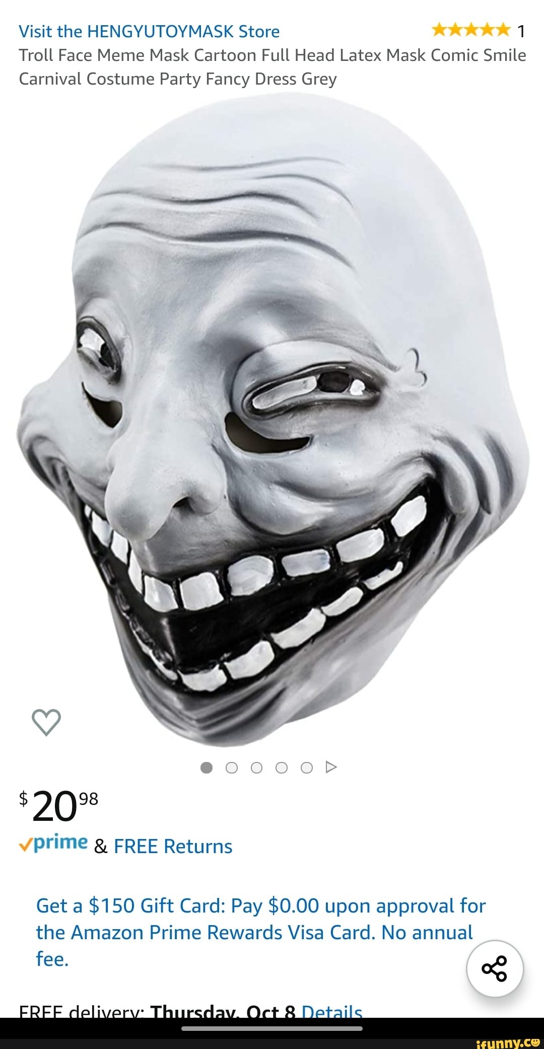 Latex Carnival Costume, Latex Face Meme Mask