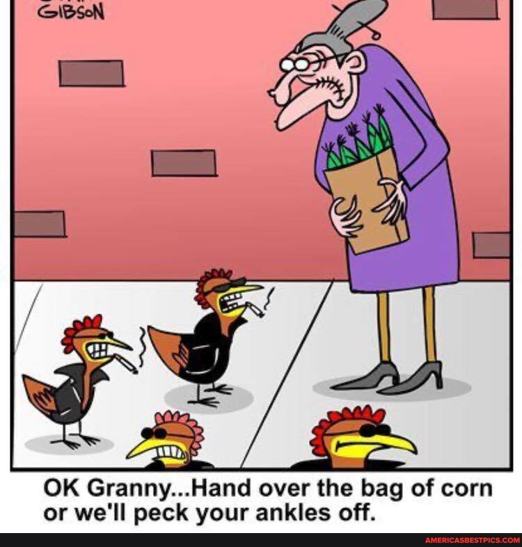 OK Granny...Hand over the bag of corn or we'll neck vour ankles off.
