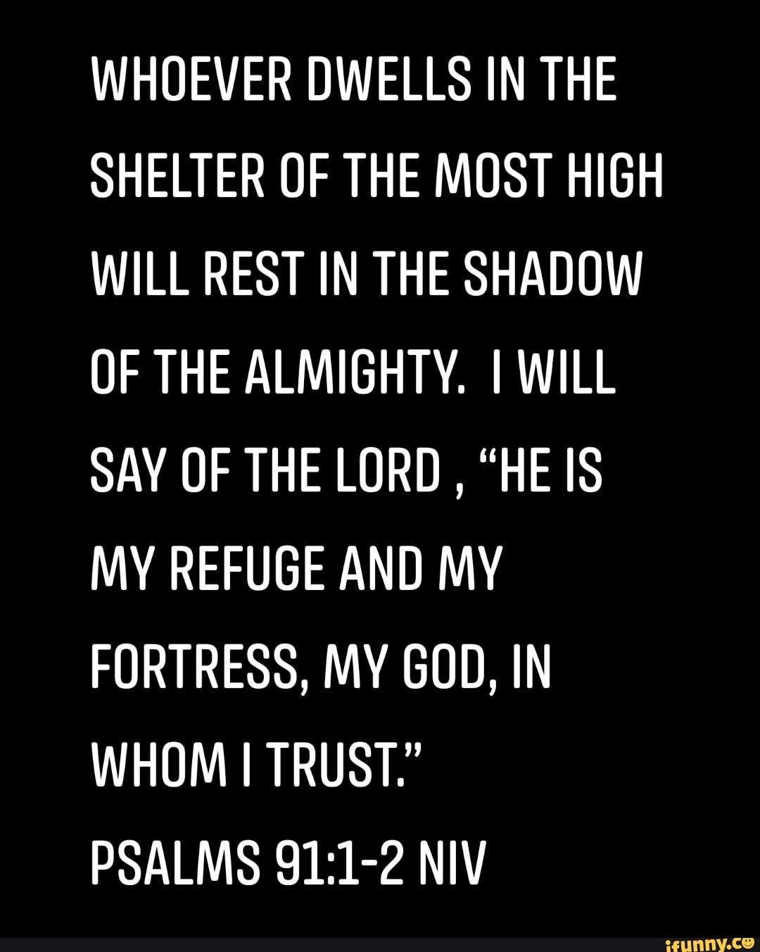 WHOEVER DWELLS IN THE SHELTER OF THE MOST HIGH WILL REST IN THE SHADOW ...