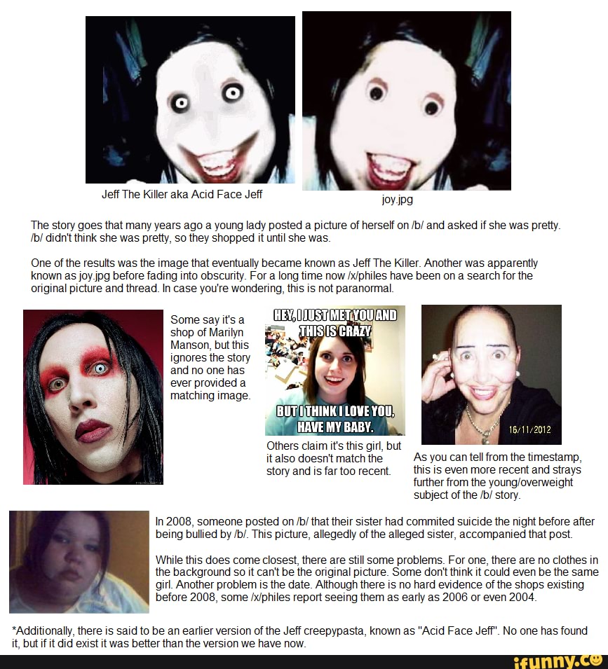 Jeff The Killer Aka Acid Face Jeff Joy The Story Goes That Many