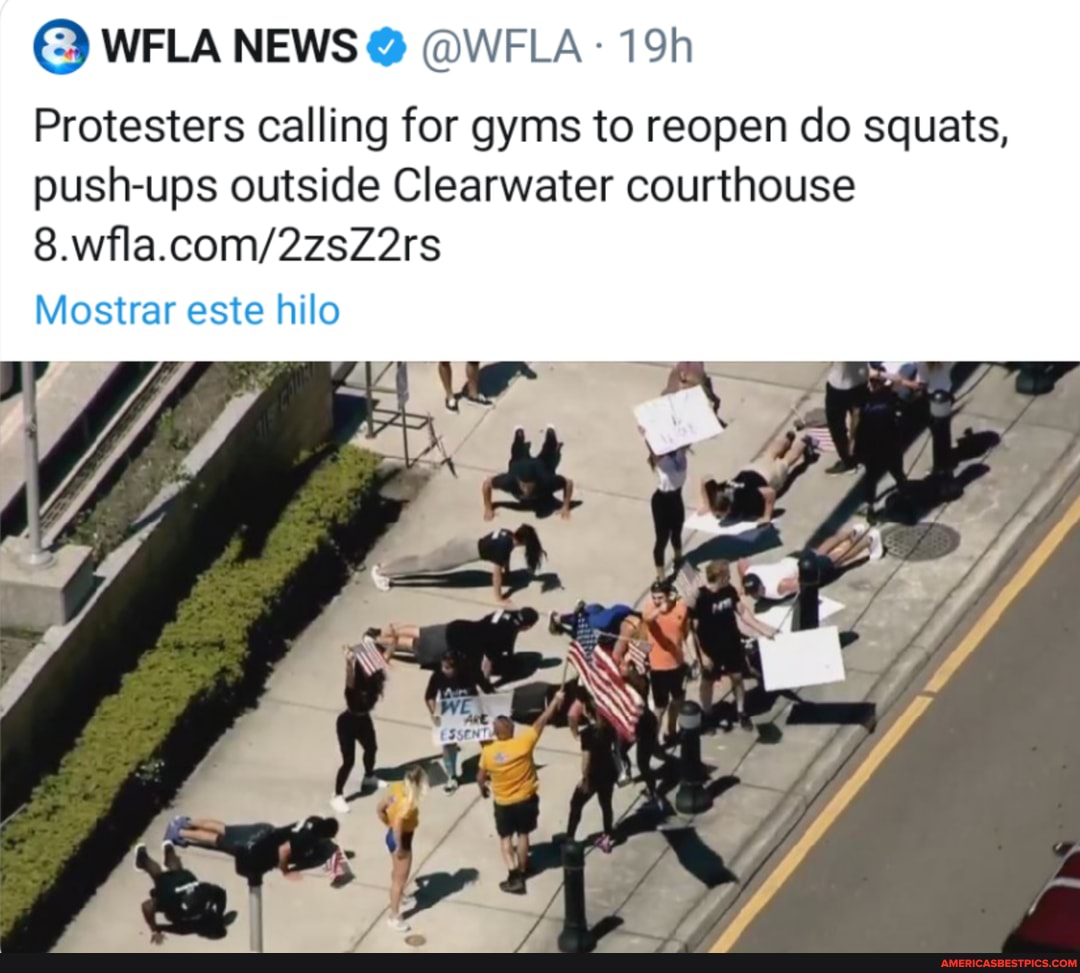 Protesters calling for gyms to reopen do squats, push-ups outside Clearwater courthouse
Mostrar este hilo