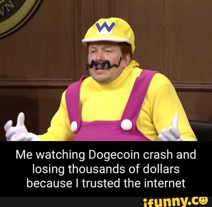 Me watching Dogecoin crash and losing thousands of dollars because I trusted the internet