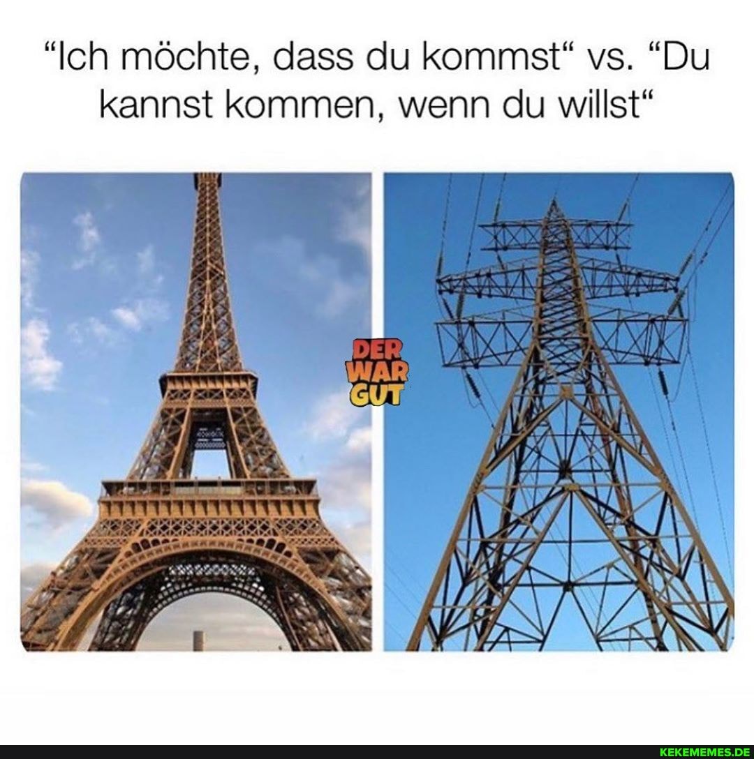 "Ich möchte, dass du kommst" vs. "Du kannst kommen, wenn du willst"
I I
IN