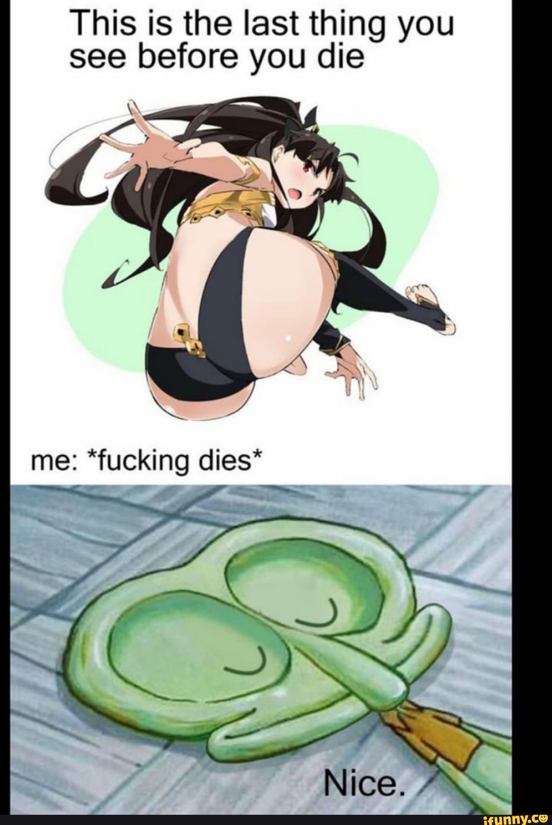 This is the last thing you see before you die
al
me: "fucking dies*
Nice.