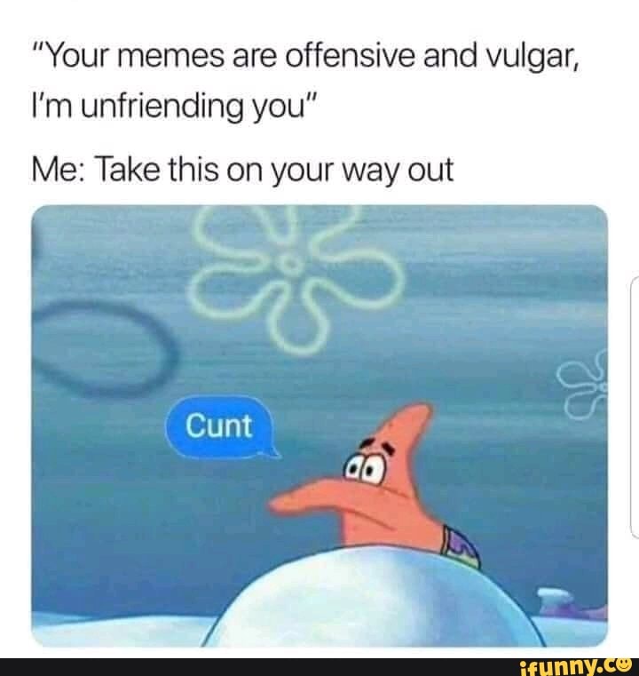 ”Your memes are offensive and vulgar, I’m unfriending you