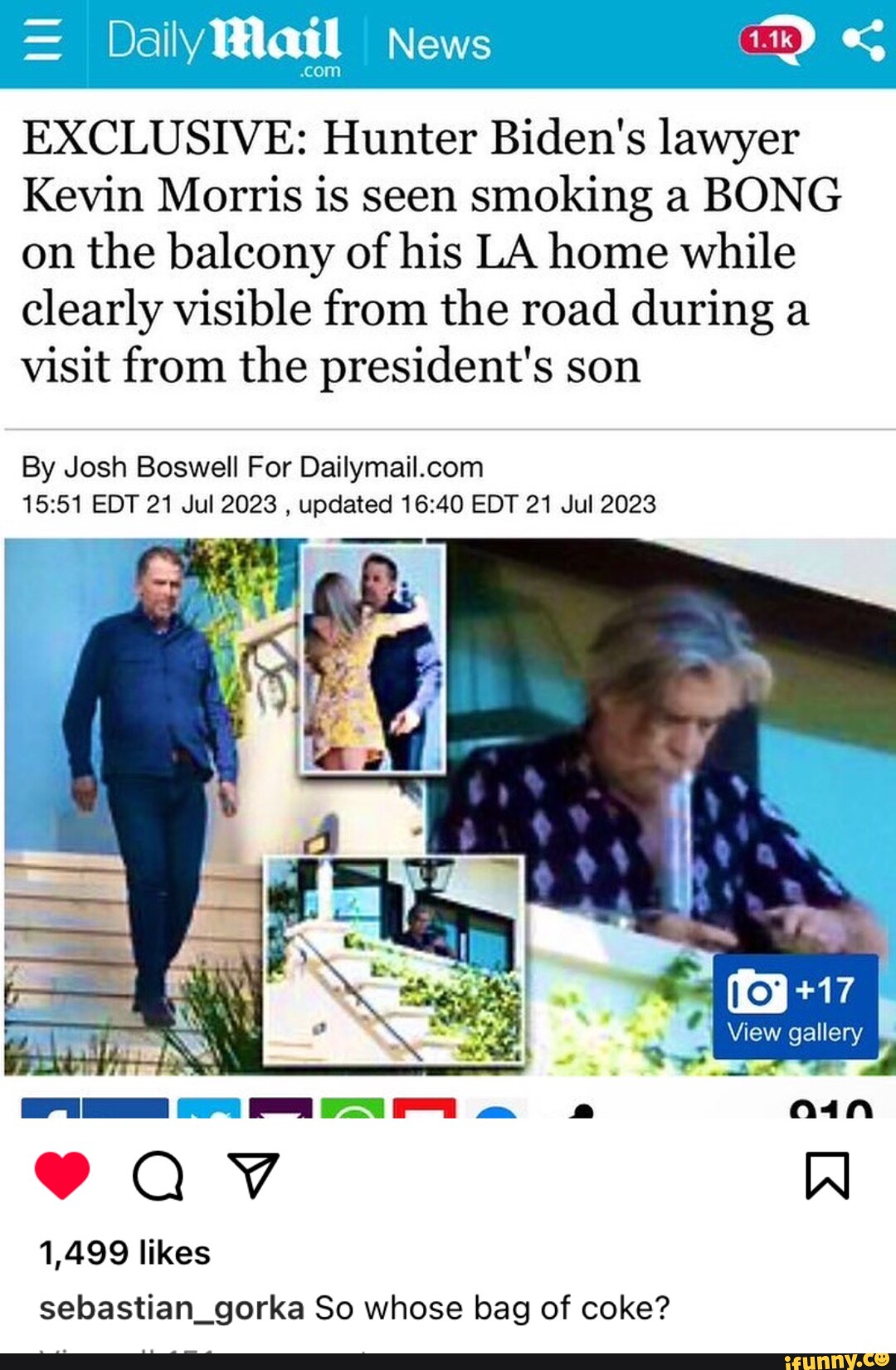 = Daily News EXCLUSIVE Hunter Biden's lawyer Kevin Morris is seen