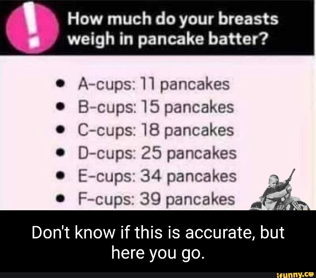How much do your boobs weigh in pancake batter? Showed up on my FB feed. :  r/bigboobproblems