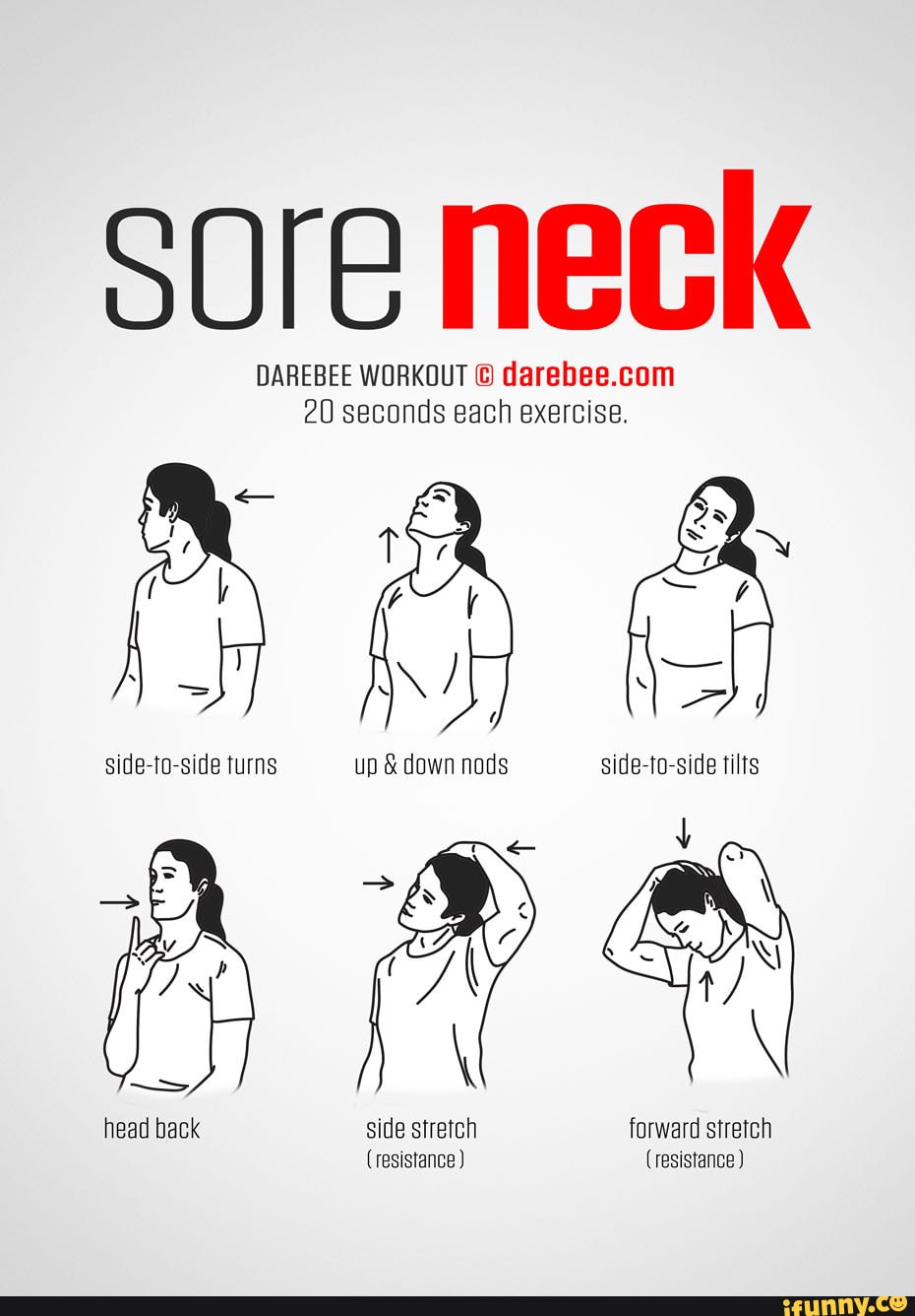 Office workout (not OC) - sore neck DAREBEE WORKOUT 20 seconds each ...