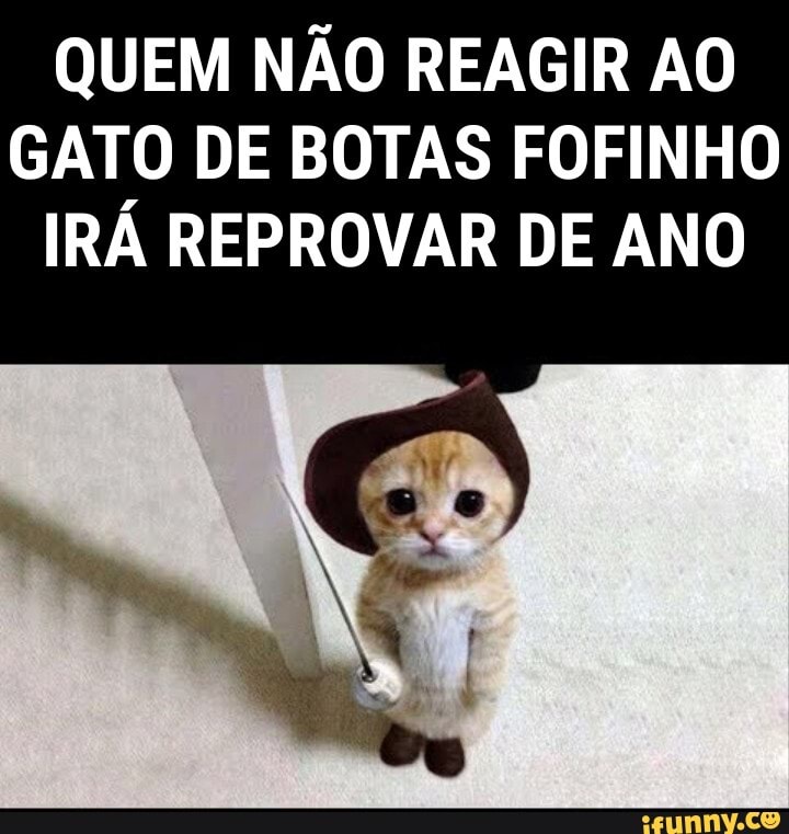 QUEM NÃO REAGIR AO
GATO DE BOTAS FOFINHO
IRÁ REPROVAR DE ANO