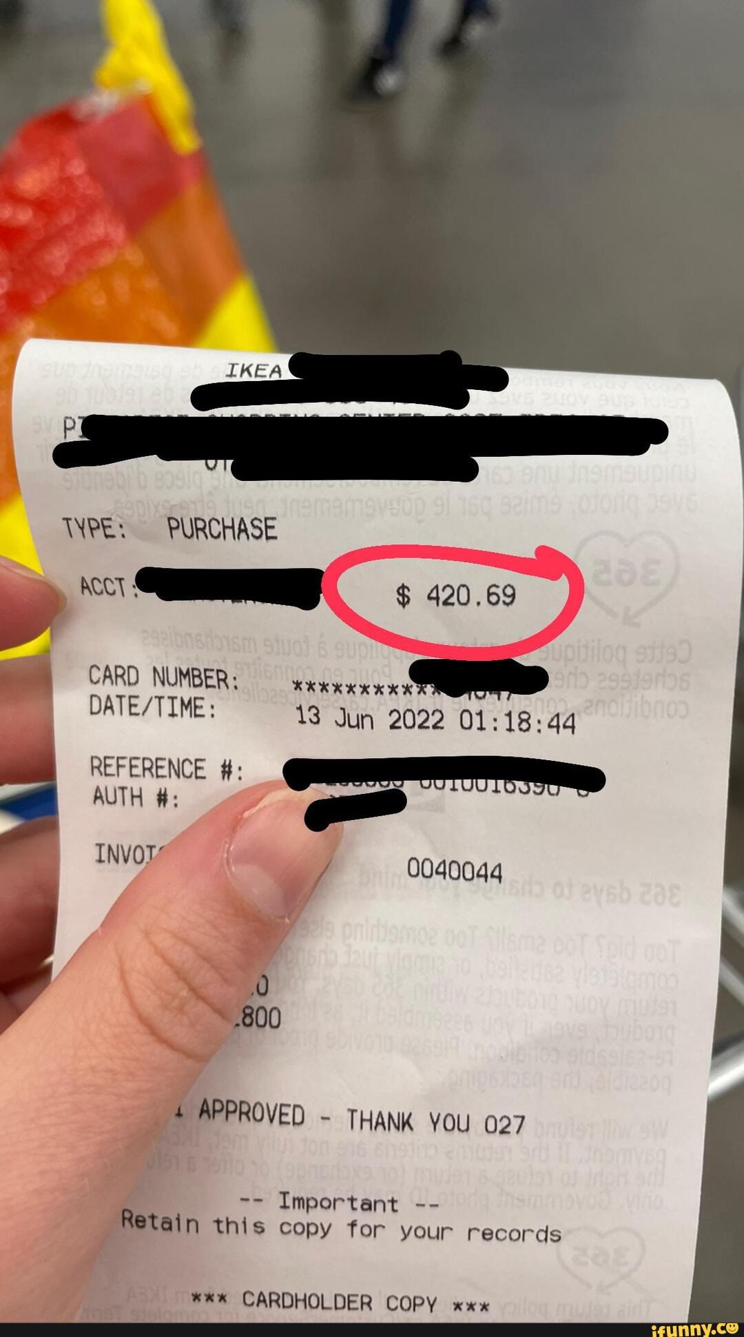 WE PURCHASE acct CARD NUMBER Jun 2022 REFERENCE AUTH INVOT' Important