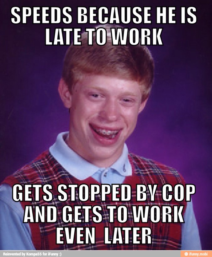 SPEEDS BECAUSE HE IS LATETONVORK GETS STOPPED BY-COP WAND GETS TO WORK ...