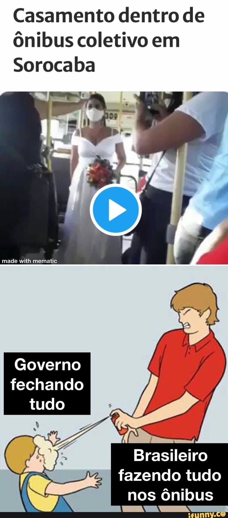 Casamento dentro de ônibus coletivo em
Sorocaba
made wilh
Governo fechando tudo
Brasileiro fazendo tudo nos ônibus