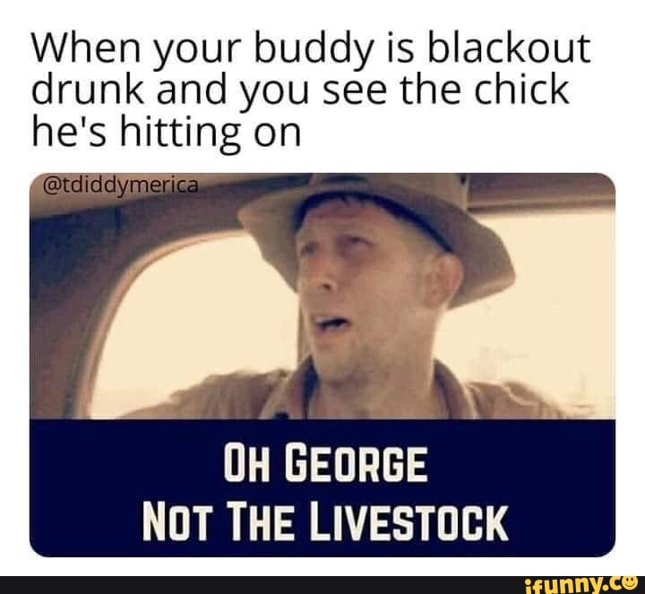 When your buddy is blackout drunk and you see the chick he's hitting on
@tciddymerica
OH GEORGE NOT THE LIVESTOCK