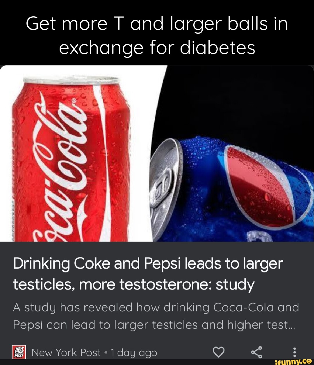 Get more T and larger balls in exchange for diabetes Drinking Coke and