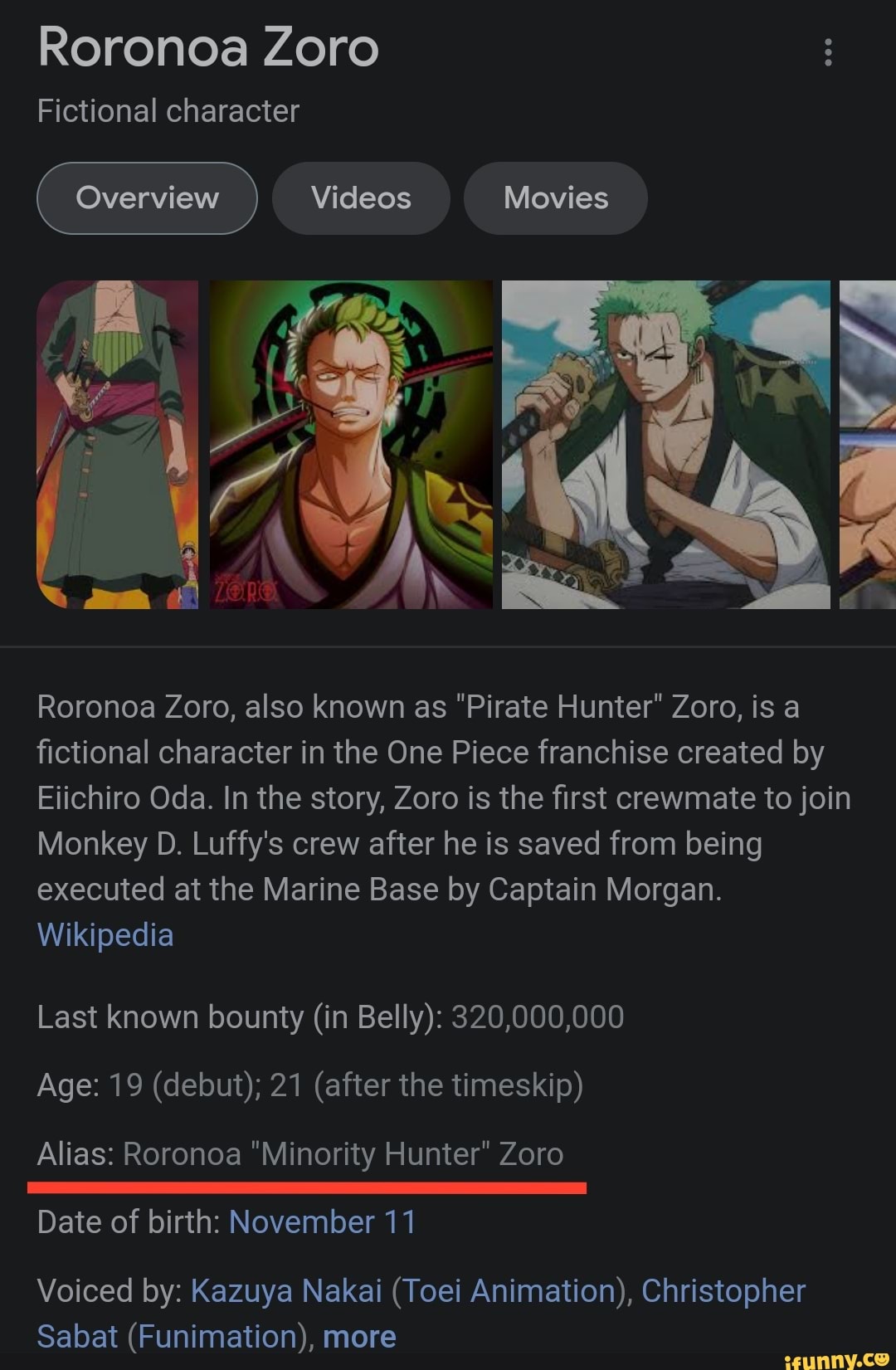 Roronoa Zoro Fictional character Overview Videos Movies Roronoa Zoro