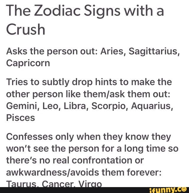 The Zodiac Signs with a Crush Asks the person out: Aries, Sagittarius ...
