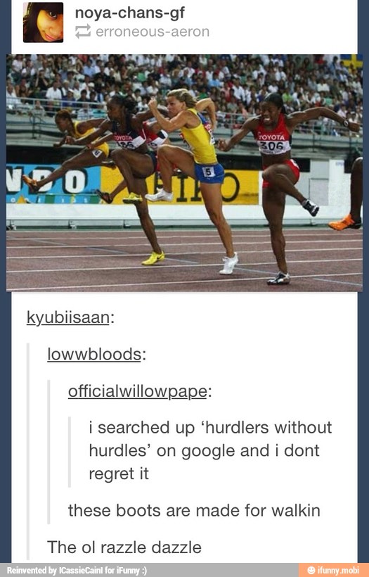 Erroneousaeron kyubiisaan i searched up 'hurdlers without hurdles' on google and i dont regret