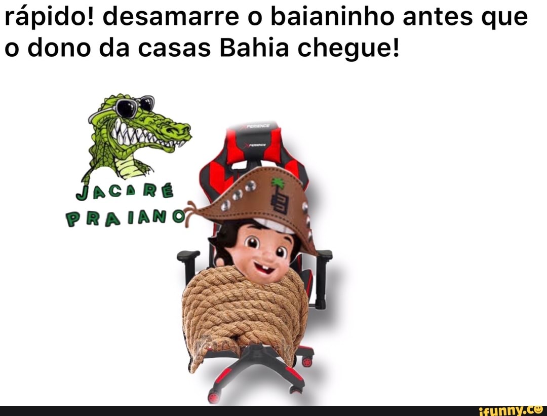 rápido! desamarre o baianinho antes que o dono da casas Bahia chegue!