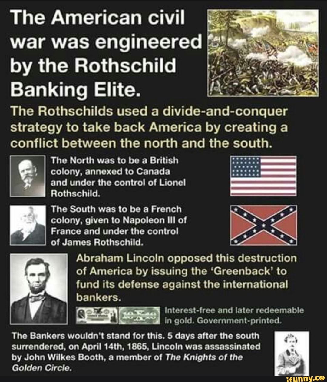 Image result for rothschild civil war meme