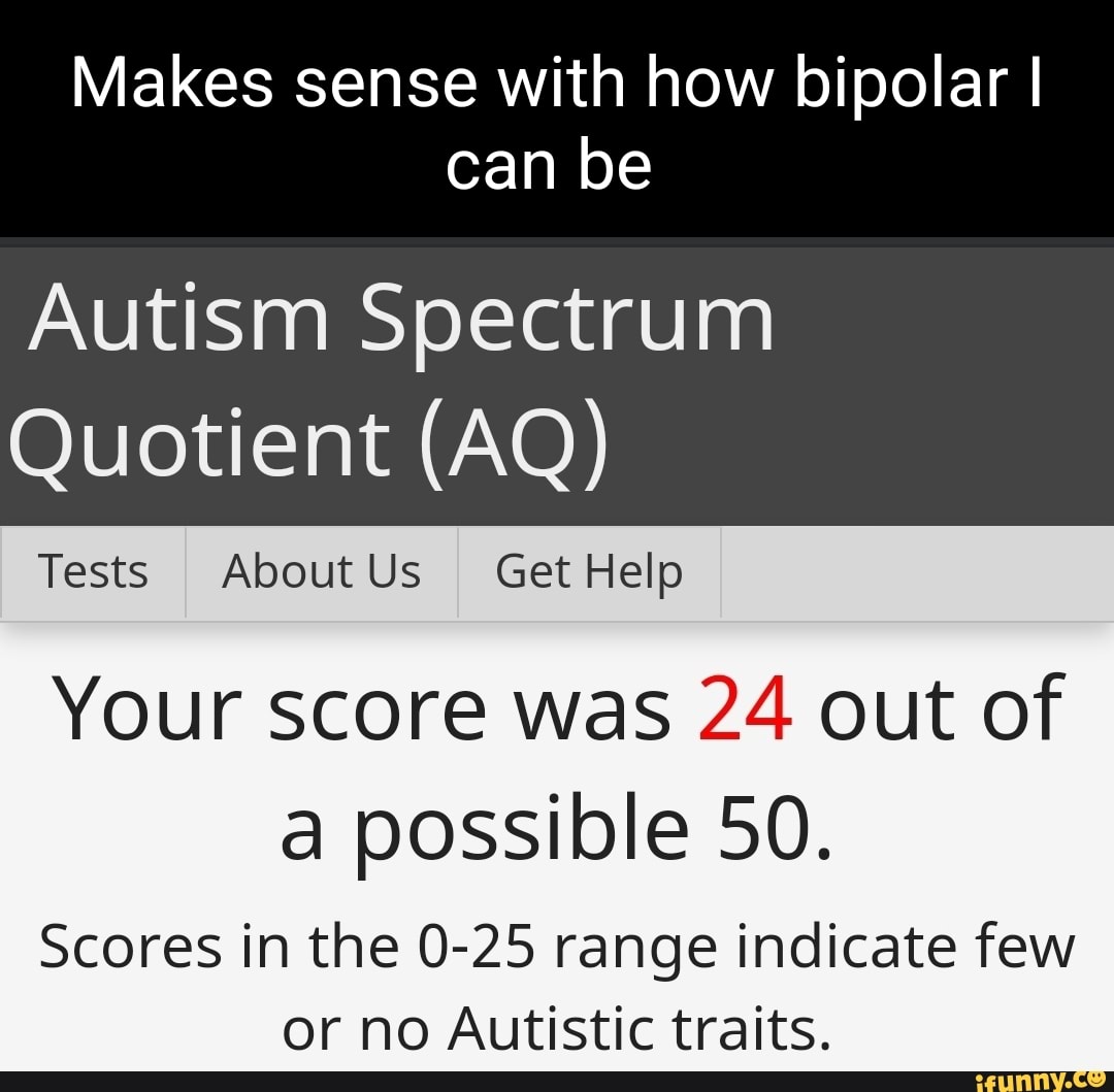 Makes sense with how bipolar I can be Autism Spectrum Quotient (AQ ...