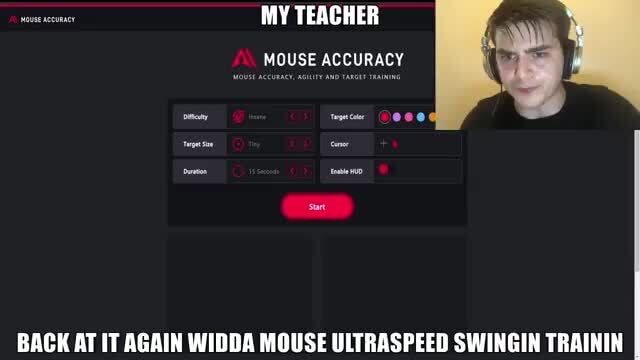MY TEACHER MOUSE ACCURACY MOUSE ACCURACY, AGILITY AND TARGET TRAINING  Difficulty Target Color Target Size Cursor Duration Enable HUD Start RACK  AT IT ACAIN WINK MOUSE WITRASPEEN SWINGIN TRAININ - iFunny