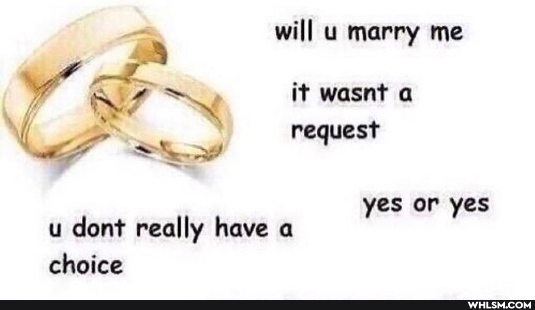 will u marry me
it wasnt a
u dont really have a choice
request
yes or yes