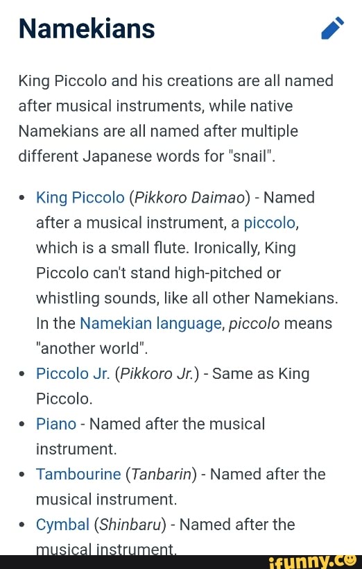 King Piccolo and his creations are all named after musical instruments