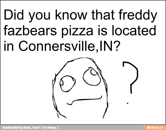 Did you know that freddy
fazbears pizza is located
in Connersville,IN?