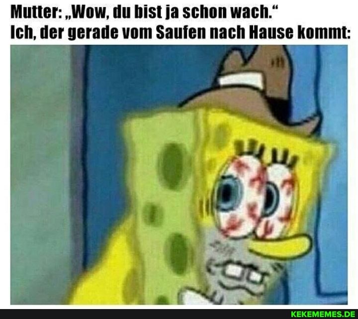 Mutter: "Wow, du bist ja schon wach."
Ich, der gerade vom Saufen nach Hause kommt: