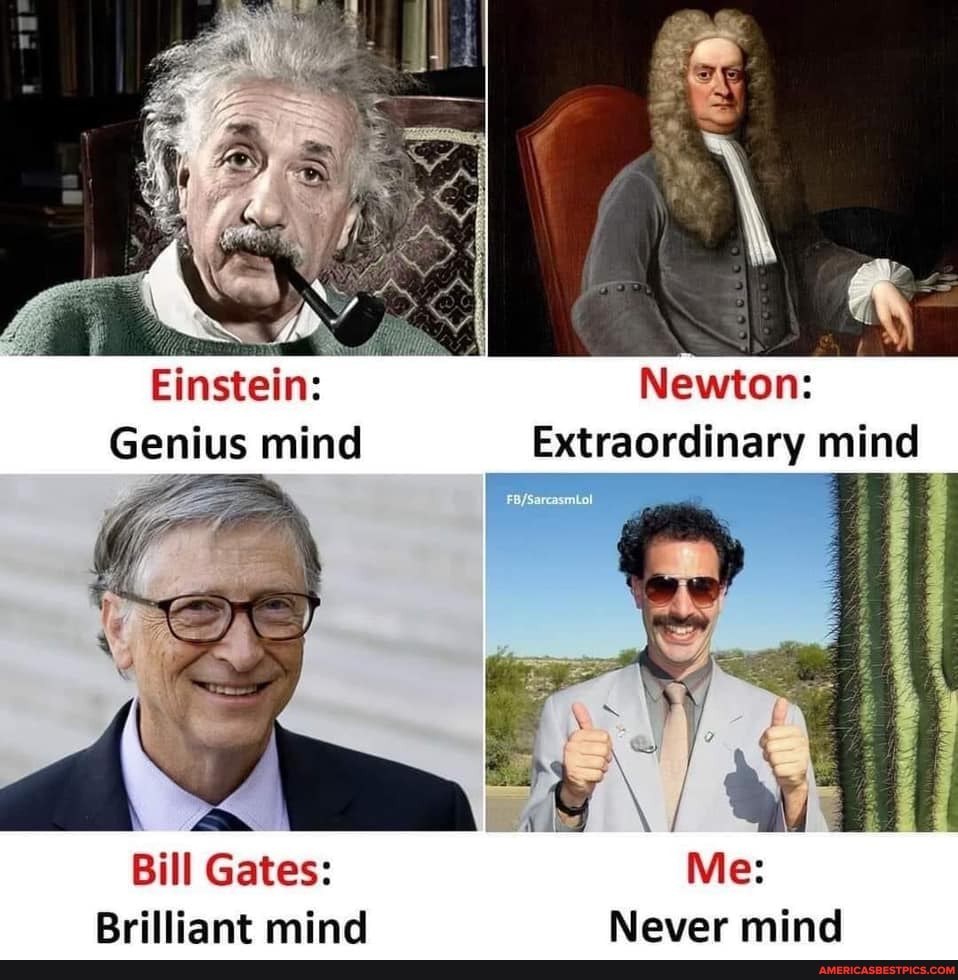 Einstein: Newton:
Genius mind Extraordinary mind
Bill Gates:
Brilliant mind Never mind