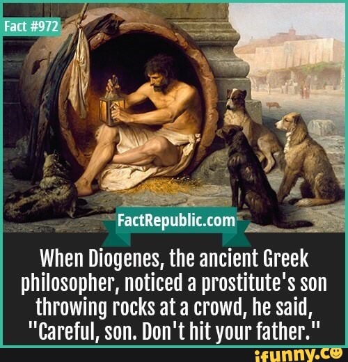 When Diogenes The Ancient Greek Philosopher Noticed A Prostitute S Son Throwing Rocks Ata