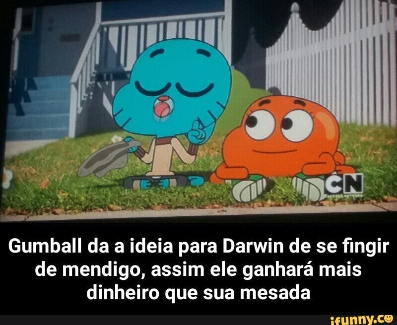 Gumball da a ideia para Darwin de se fingir
de mendigo, assim ele ganhará mais
dinheiro que sua mesada - Gumball da a ideia para Darwin de se fingir de mendigo, assim ele ganhará mais dinheiro que sua mesada