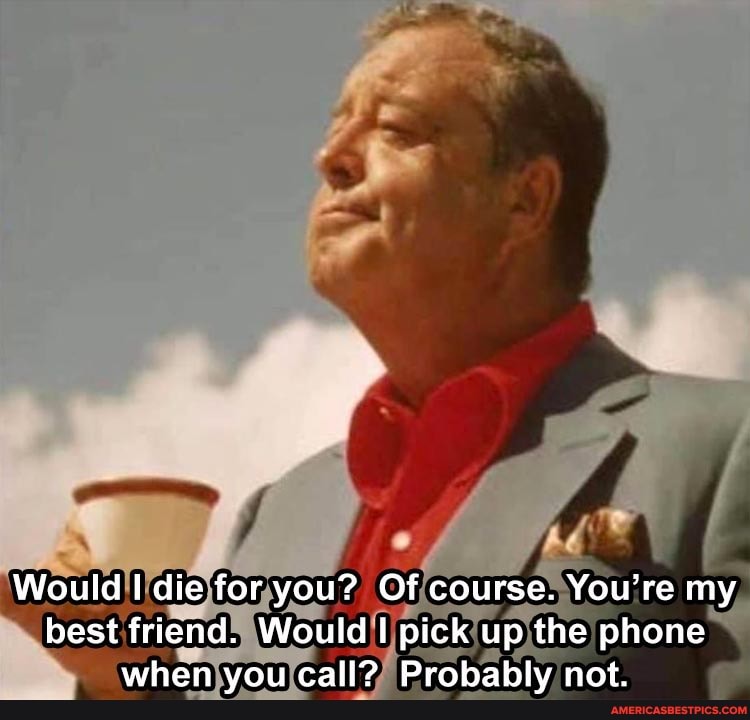 Would die for you? Of course. You're my best friend. Would I pick up the phone when you call? Probably not.