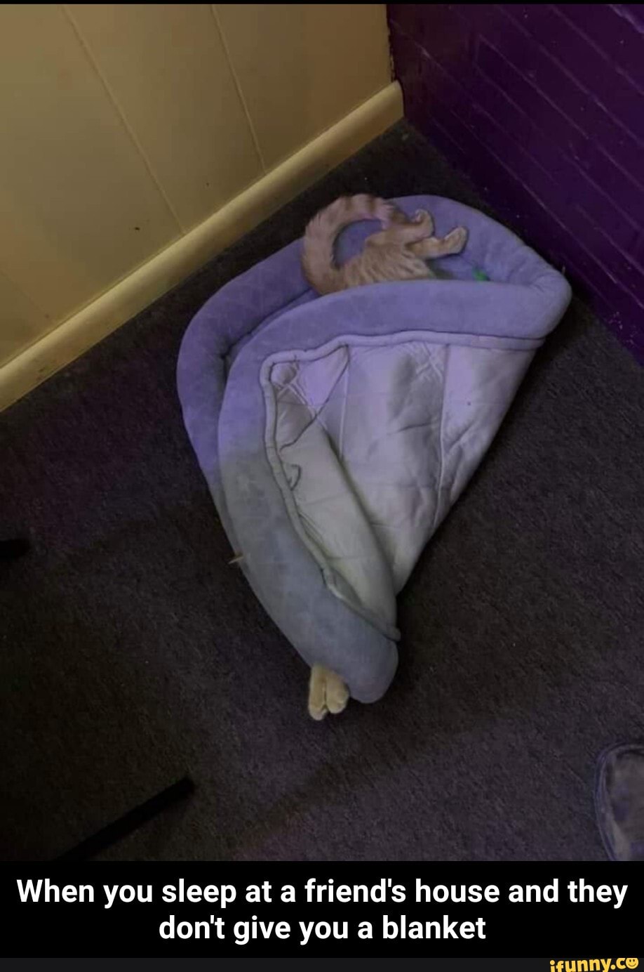 When you sleep at a friend's house and they don't give you a blanket - When you sleep at a friend's house and they don't give you a blanket