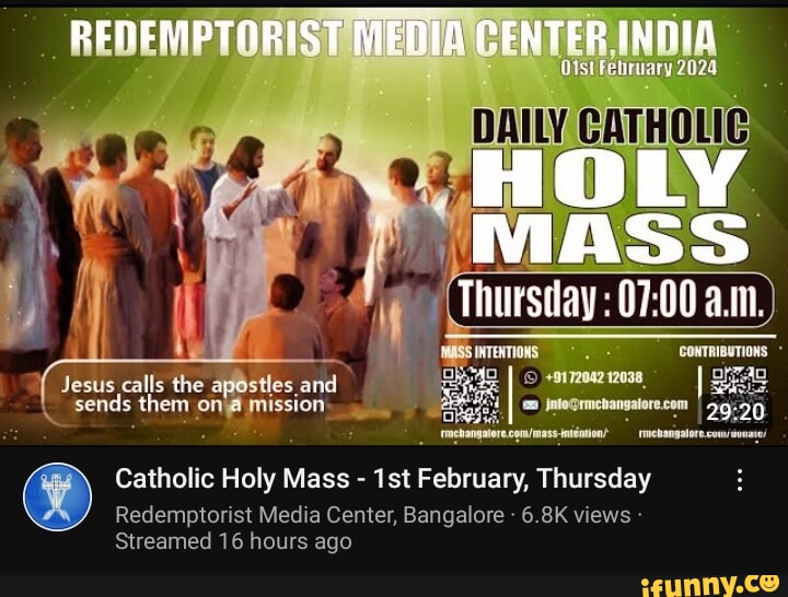 REDEMPTORIST CENTER INDIA FRINGIA HOLY MASS Thursday am) Jesus calls