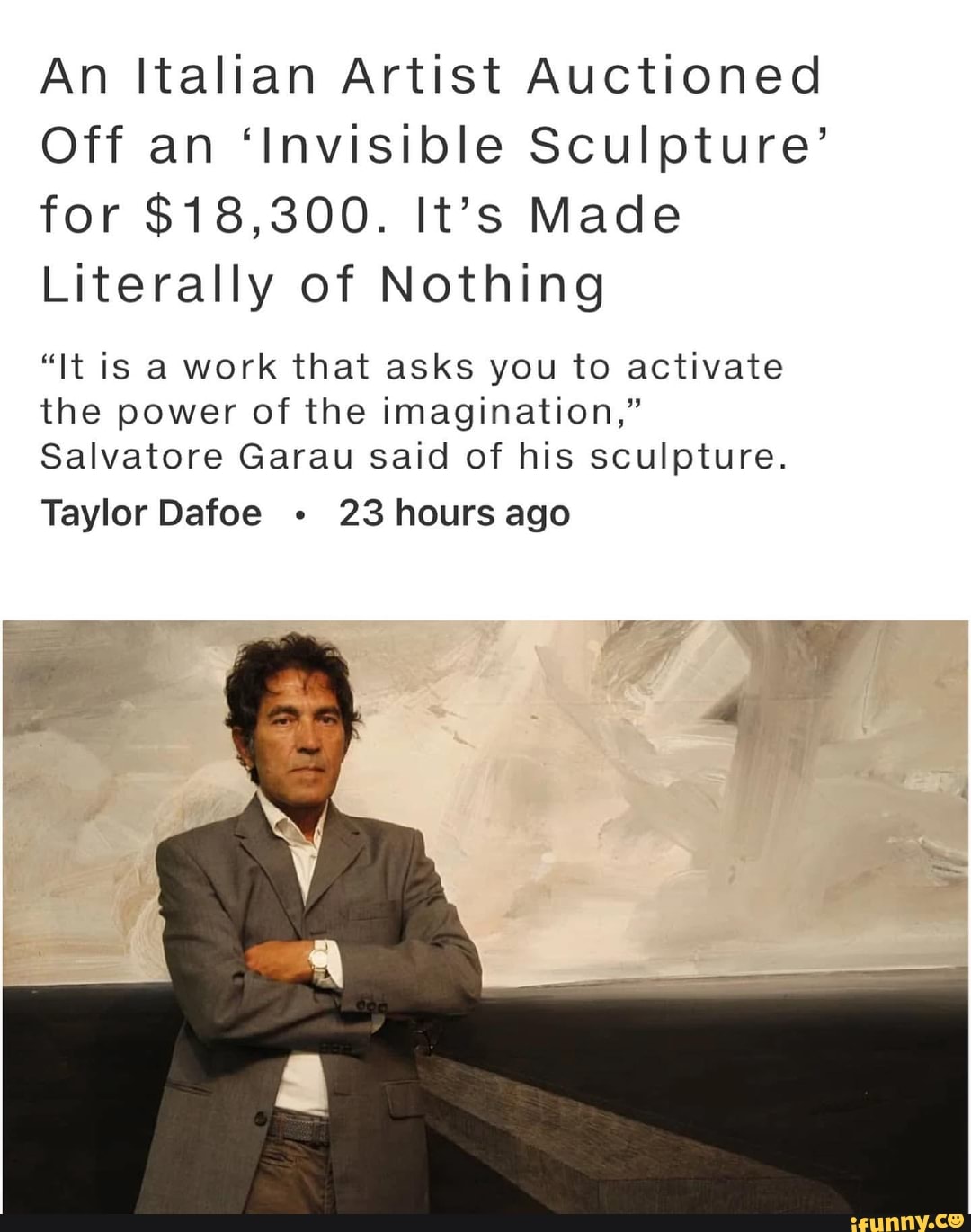 An Italian Artist Auctioned Off an 'Invisible Sculpture' for 18,300