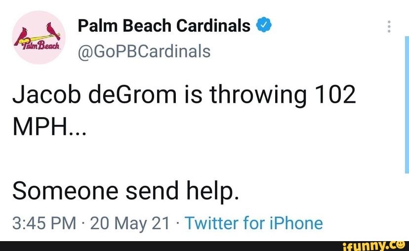 Jacob Degrom Throws 102 MPH In Low-A Ball, Jacob deGrom, Jacob deGrom out  here throwing 102 MPH in Single-A ball 🤣🔥 (via Palm Beach Cardinals), By  MLB on FOX