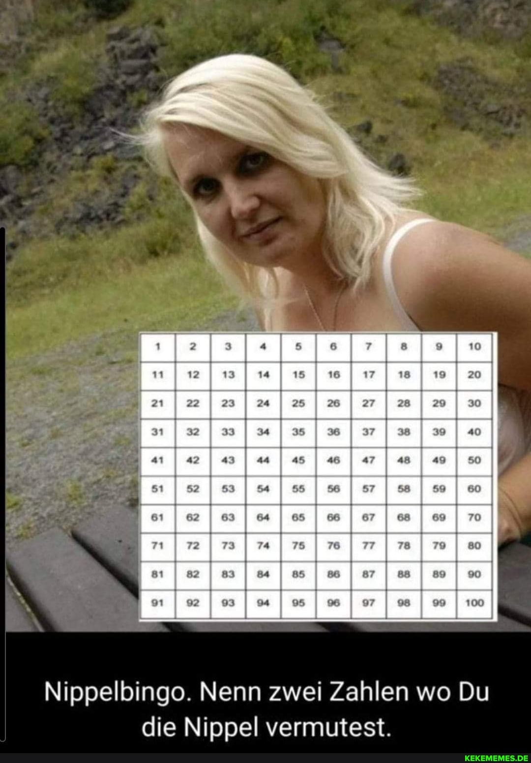 Nippelbingo. Nenn zwei Zahlen wo Du die Nippel vermutest. - Keke