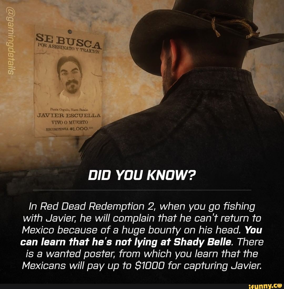 Javier Escuella Recompensa Did You Know In Red Dead Redemption 2 When You Go Fishing With