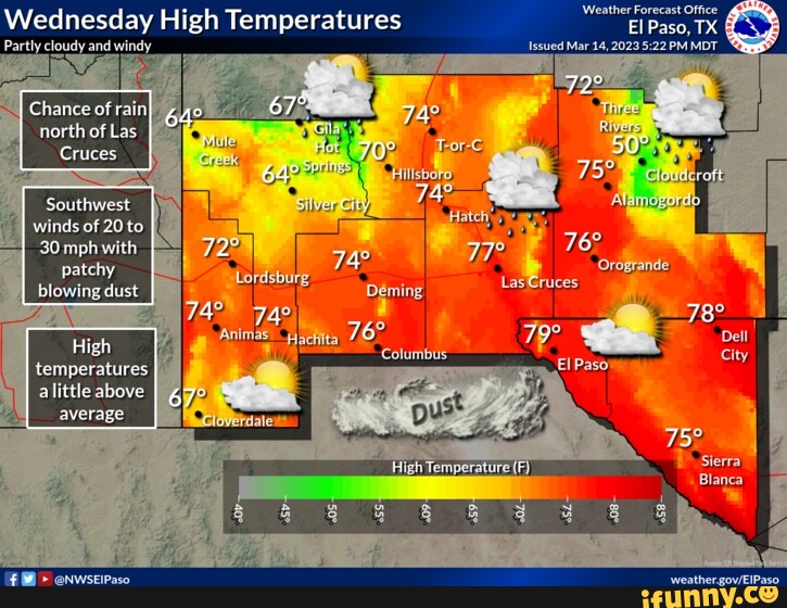Weather Forecast Office Wednesday High Temperatures Paw. TX Issued Mar