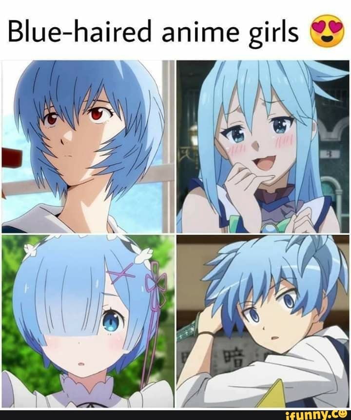 BIue-haired anime girls ’3.) - )