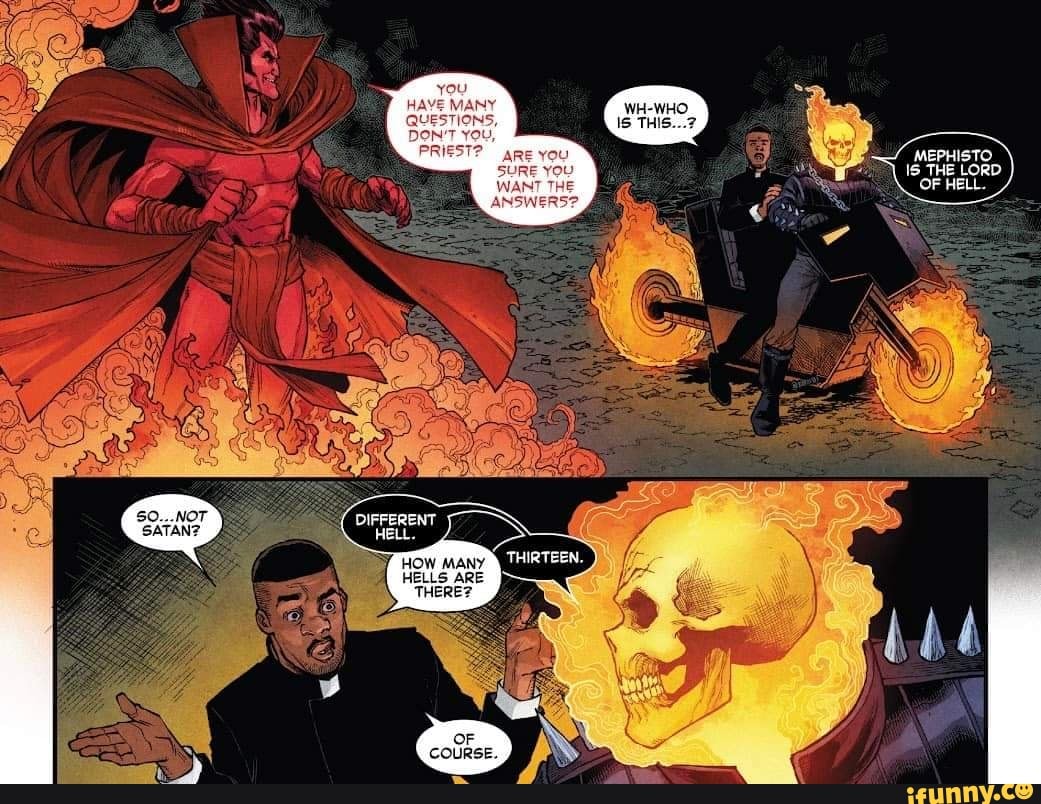 MEPHISTO. THE LORD OF HELL. SURE YOU WANT THE ANSWERS? HELLS ARE THERE