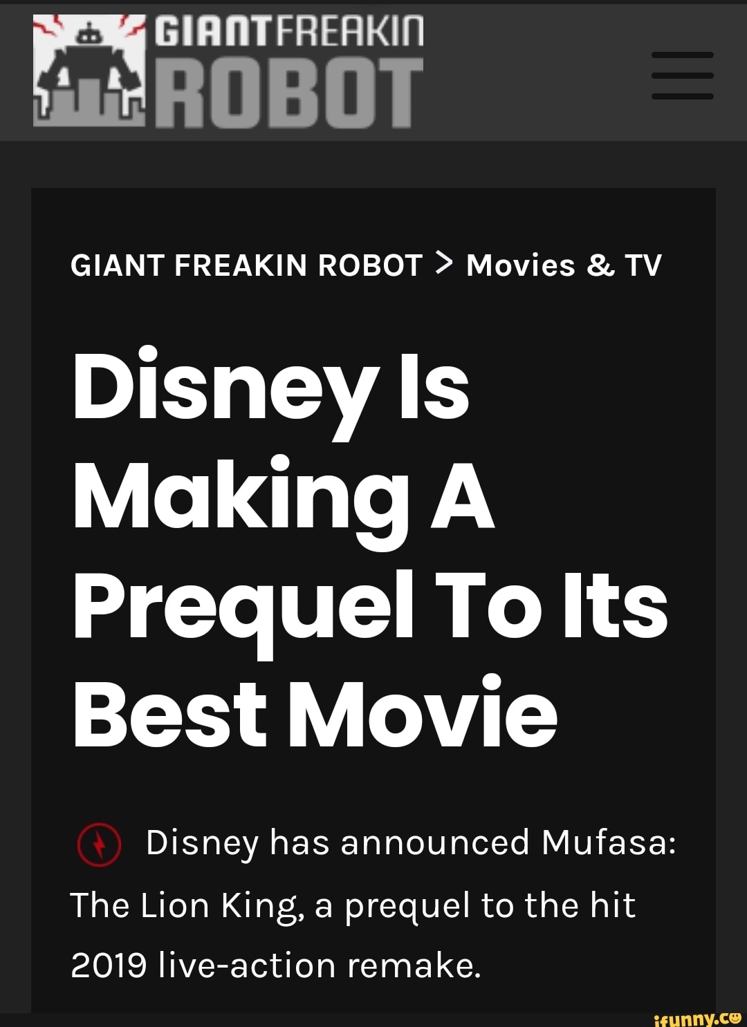 Giantfreakin Robot Giant Freakin Robot Movies And Tv Disney Is Making A Prequel To Its Best