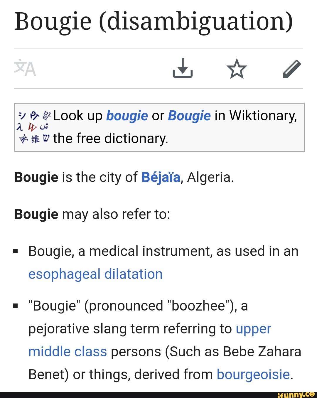 Bougie Disambiguation Look Up Bougie Or Bougie In Wiktionary 2 W The