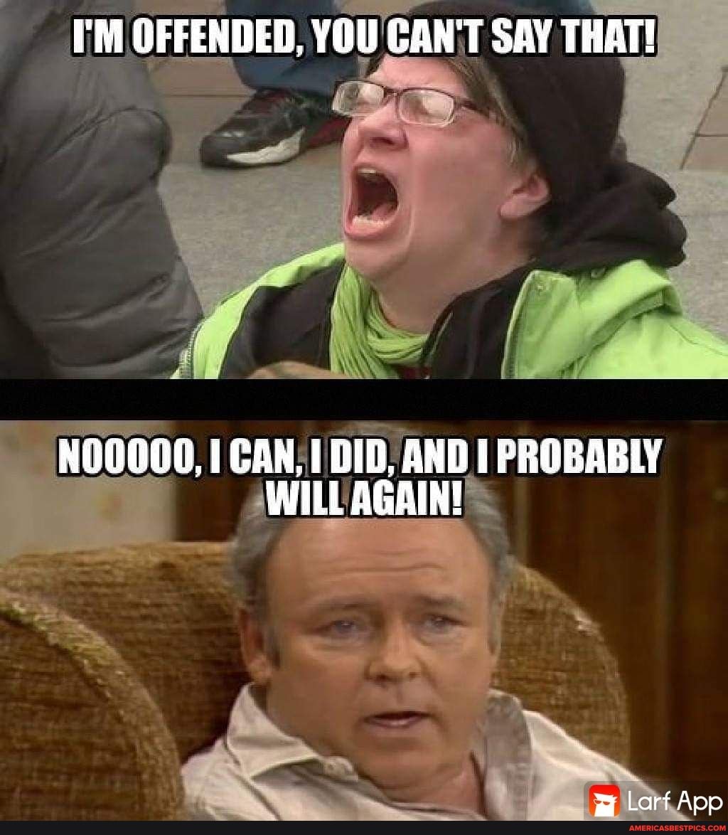 I'M OFFENDED, YOU CAN'T SAY THAT!
N00000, 1 CAN, I DID, AND PROBABLY WILL AGAIN!
Larf App