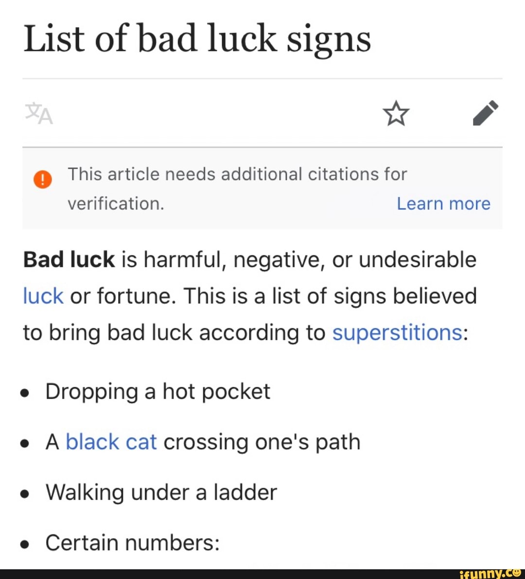 Term For Bad Luck