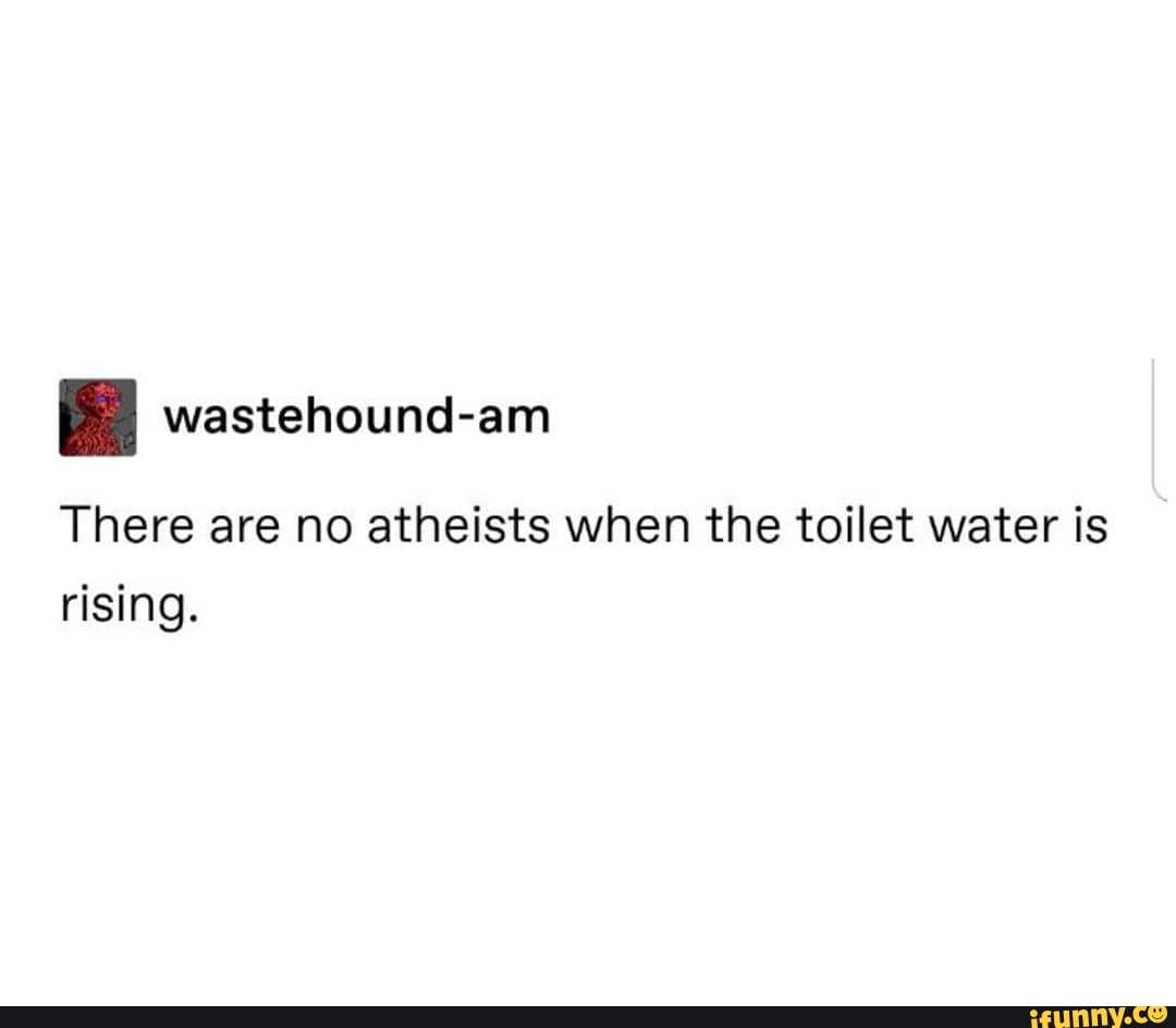 There are no atheists when the toilet water is rising.